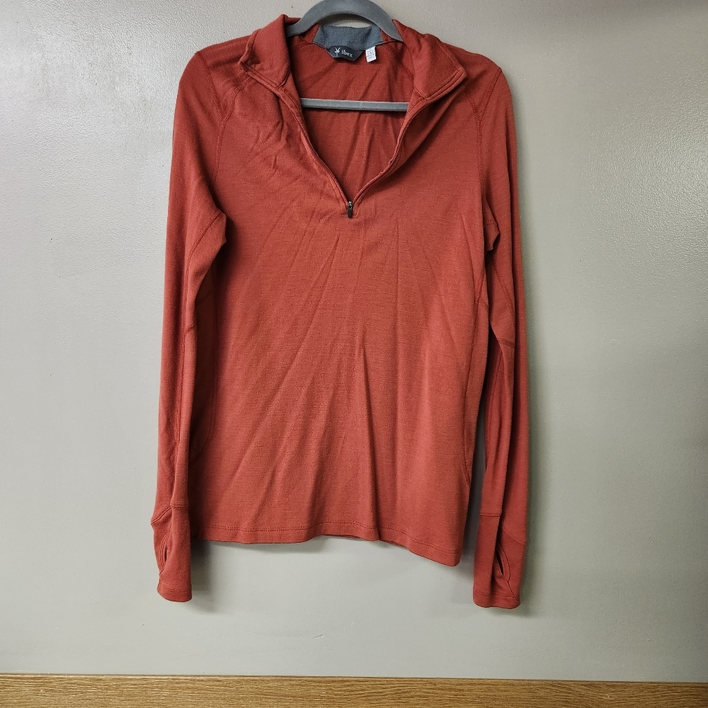 Ibex medium sweatshirt 1/4 zip rust women's M.